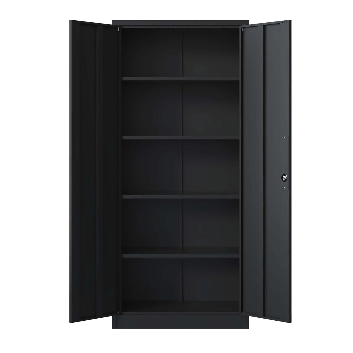 Black Metal Locking Storage Cabinet with 4 Shelves F2550