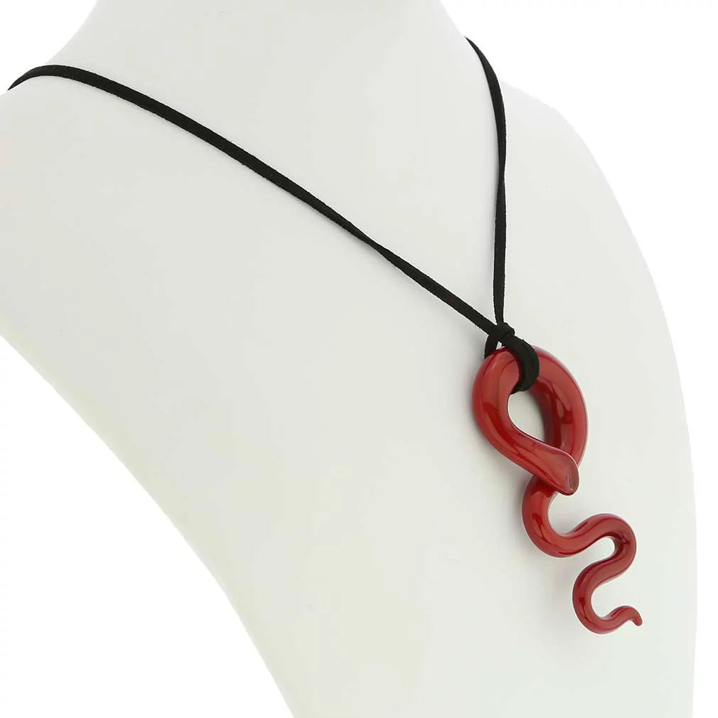 Red Murano Glass Pendant Necklace W4288