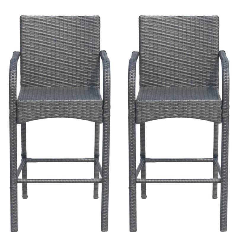 Gray Wicker Barstool Chair (Set of 2) N690