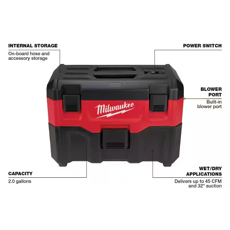 18-Volt Lithium-Ion Brushless Cordless Compact Drill/Impact Combo Kit with 2 Batteries, Charger, Bag & 2 Gal Vac N60098