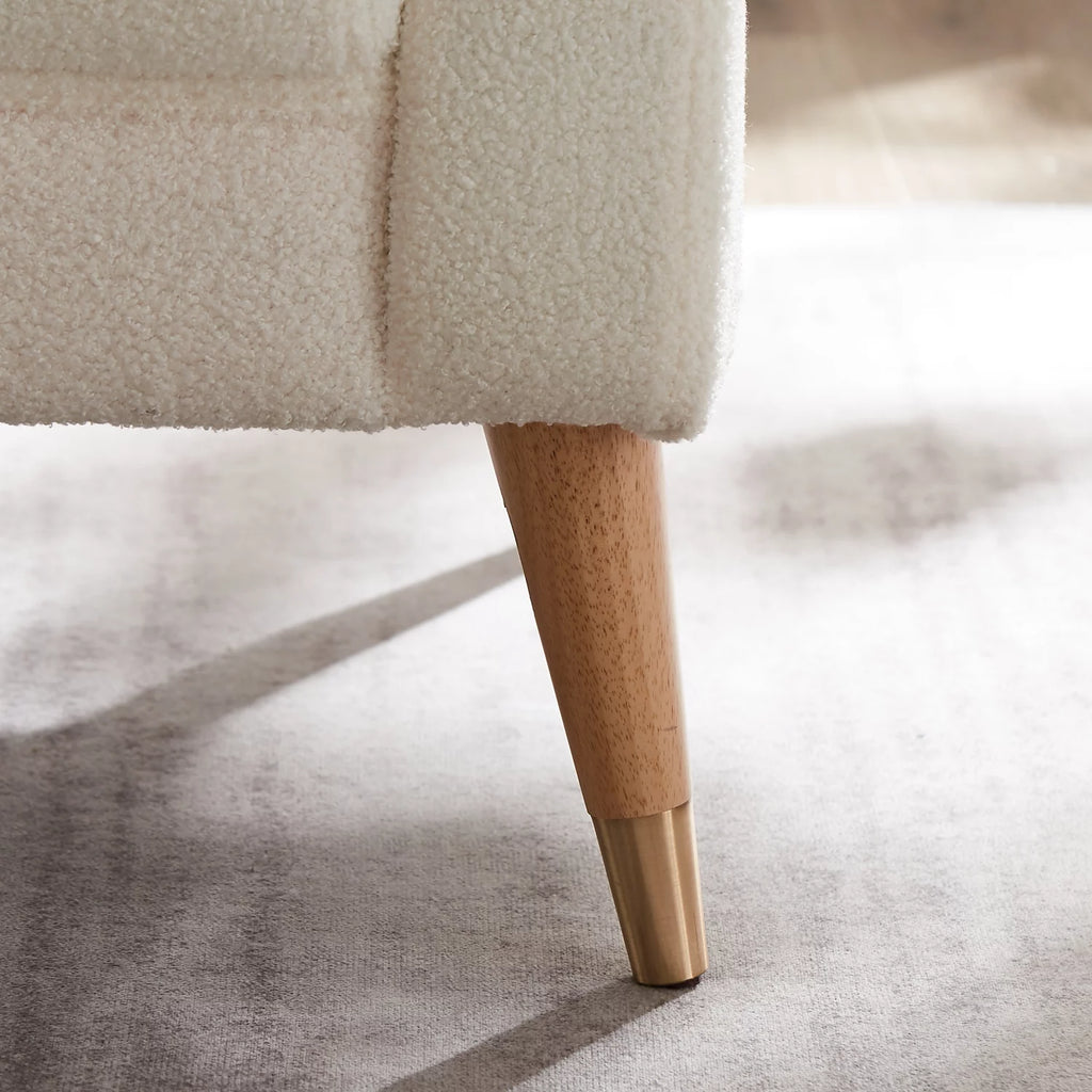 White Upholstered Accent Chair with Metal Legs A48924