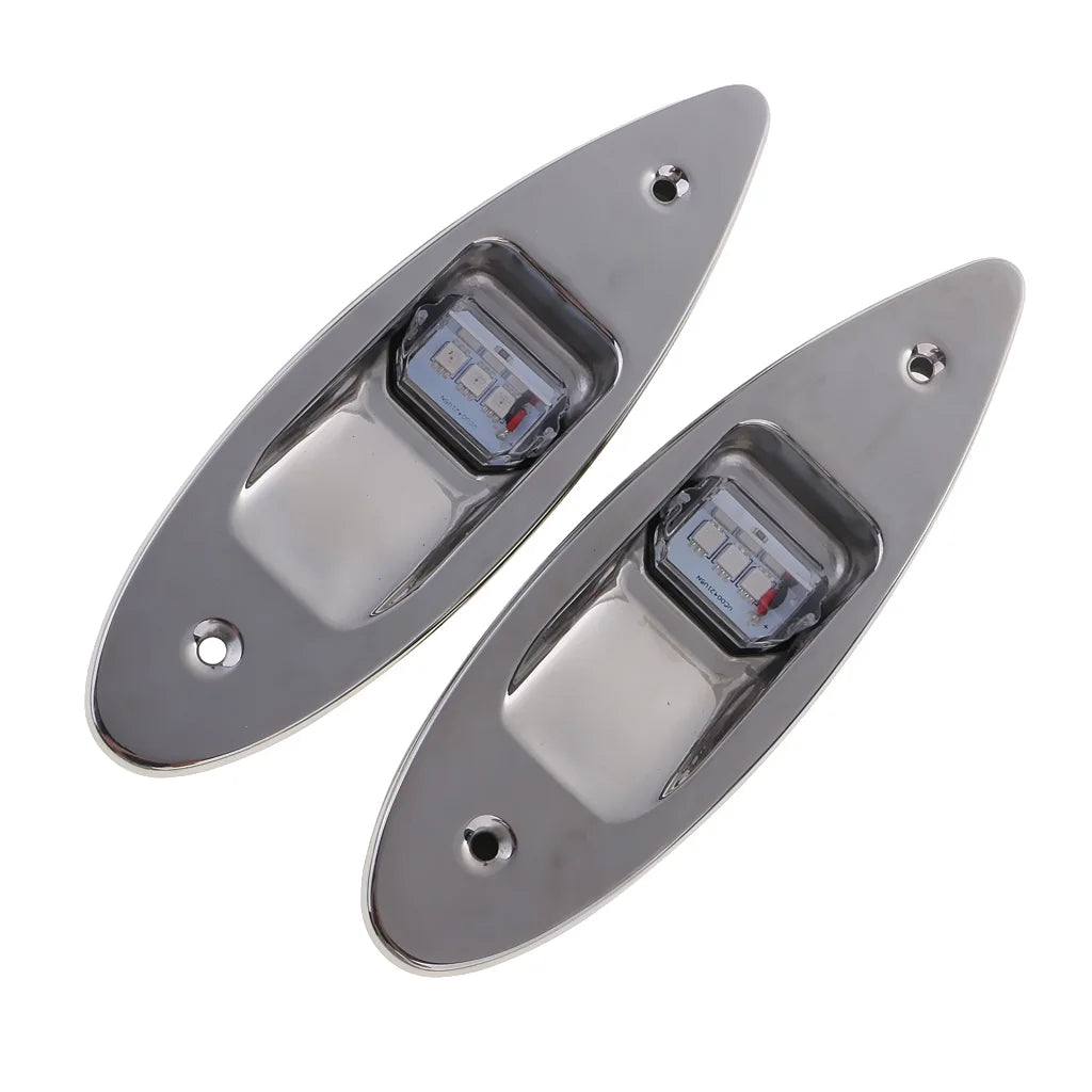 12V Stainless Steel Marine Boat Lights (Green & Red) X367090