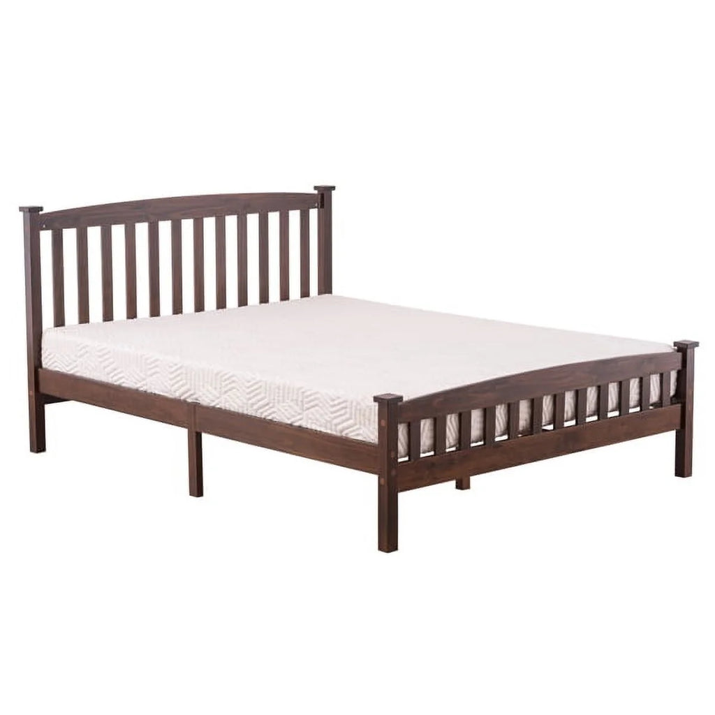 Full Size Pine Wood Platform Bed Frame with Headboard L738781