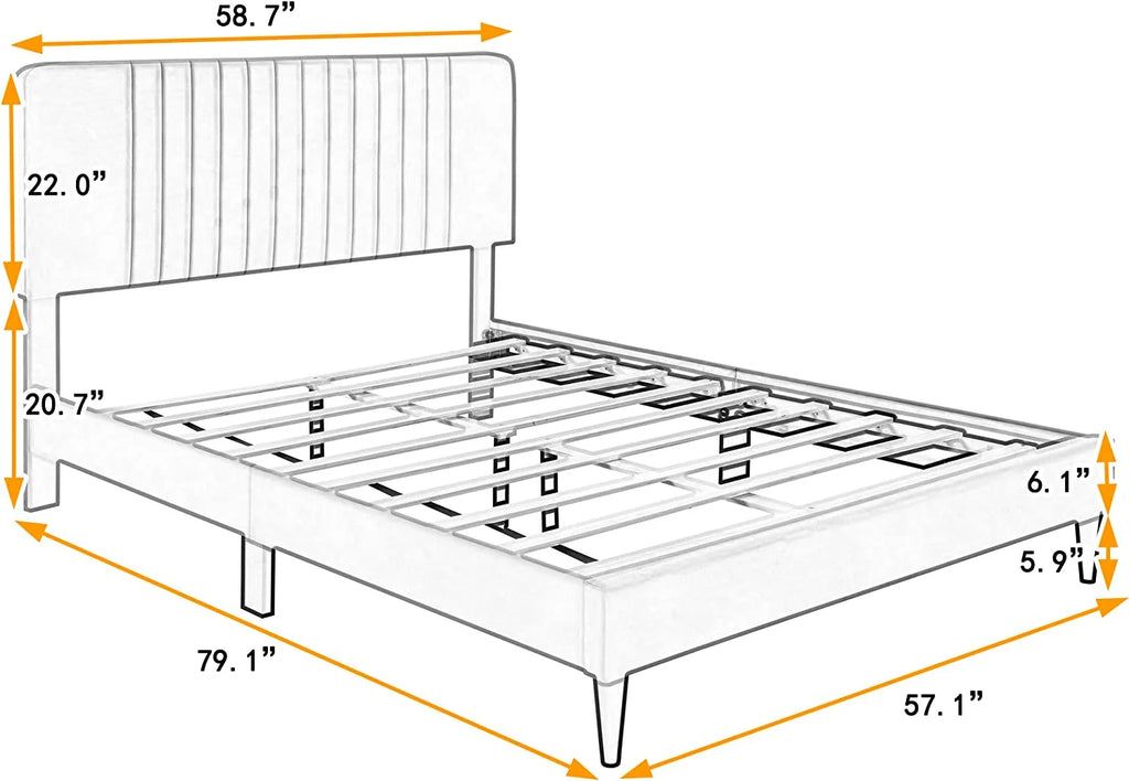 Queen Size Upholstered Platform Bed Frame with Headboard X239664