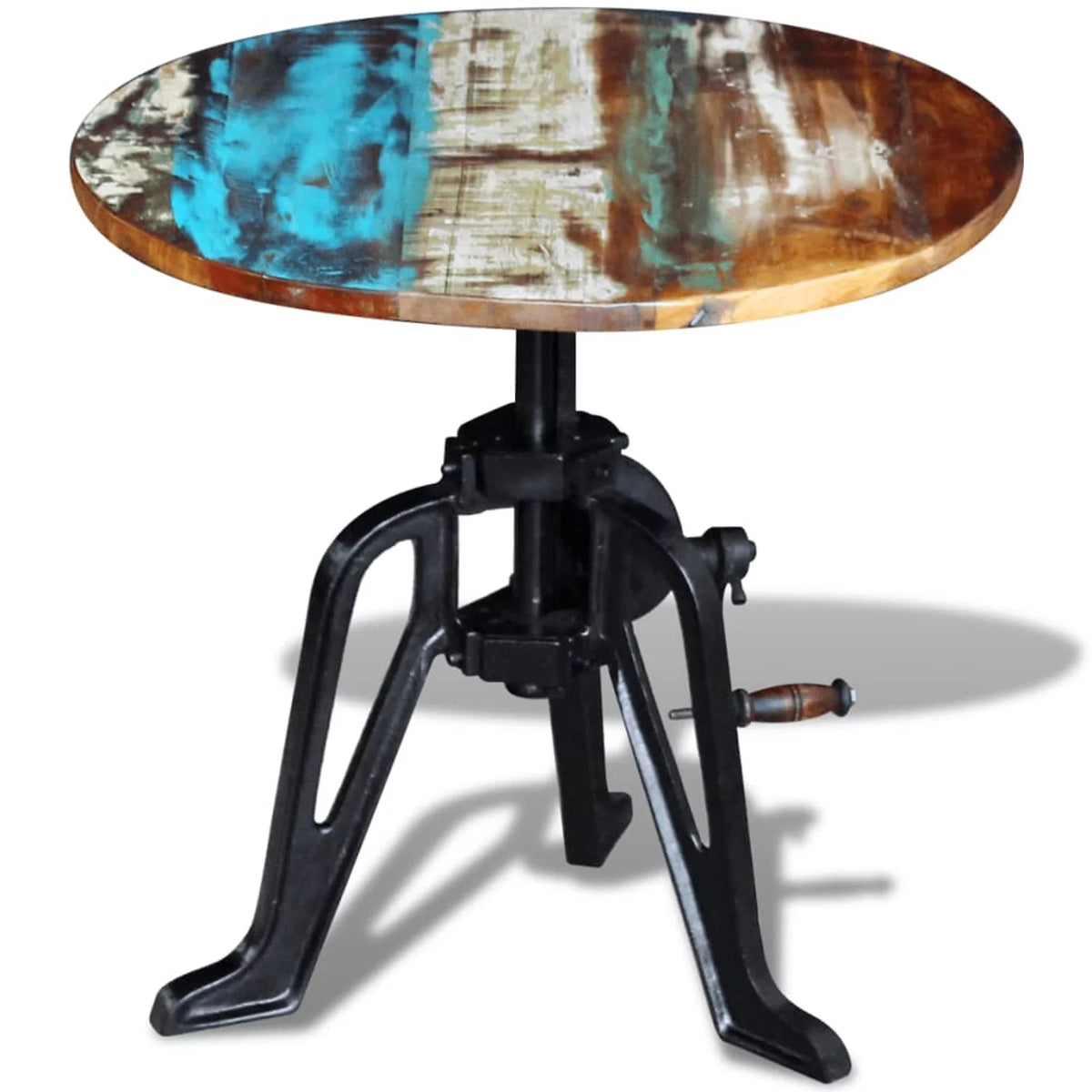 Solid Reclaimed Wood Cast Iron Side Table L64683