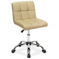 Cream Pearl Button-Tufted Armless Desk Chair J809971