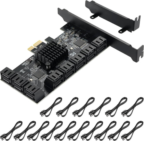 10 Port PCIe SATA 3.0 6 Gbps Controller Card with 10 SATA Cables D39576