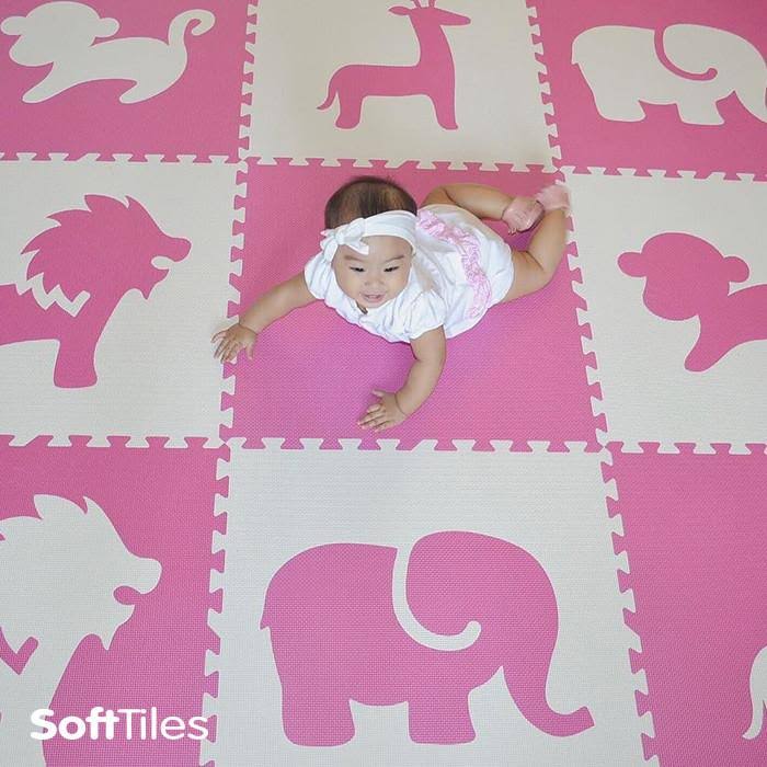 Dark Pink White Kids Play Mat Sets S966864