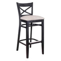 Black Solid Wood X-Back Microfiber Seat Bar Stool O68455