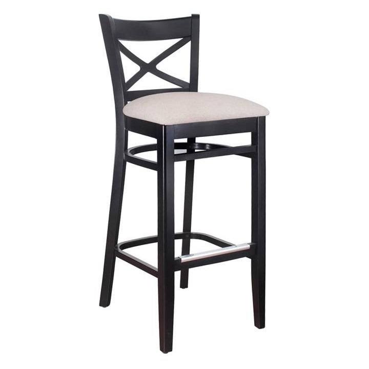 Black Solid Wood X-Back Microfiber Seat Bar Stool O68455