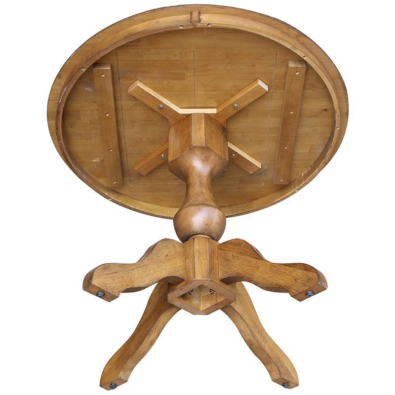 Pecan Round Top Pedestal Table with 2 Chairs N6008