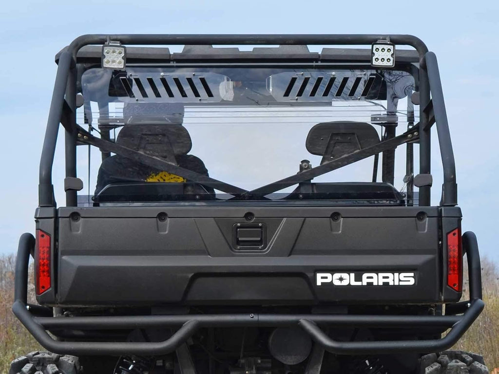 Vented Rear Windshield for Polaris Ranger Full Size 570 / Crew, 1/4” Clear Polycarbonate with Sliding Vents B5952