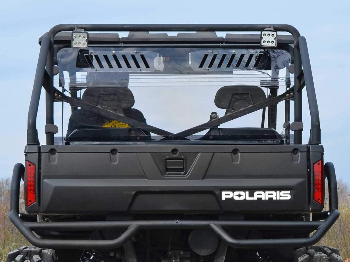 Vented Rear Windshield for Polaris Ranger Full Size 570 / Crew, 1/4” Clear Polycarbonate with Sliding Vents B5952