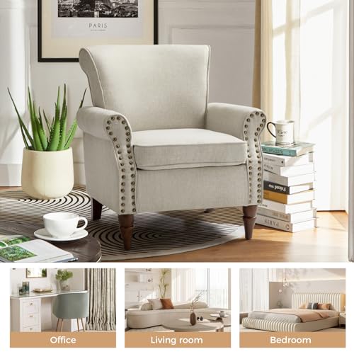 Accent Chairs Set of 2 with Wood Legs & Removable Cushion, RED T416461