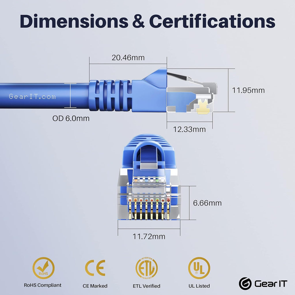 Cat 6 Ethernet Cable 1 ft 50-Pack Blue J817