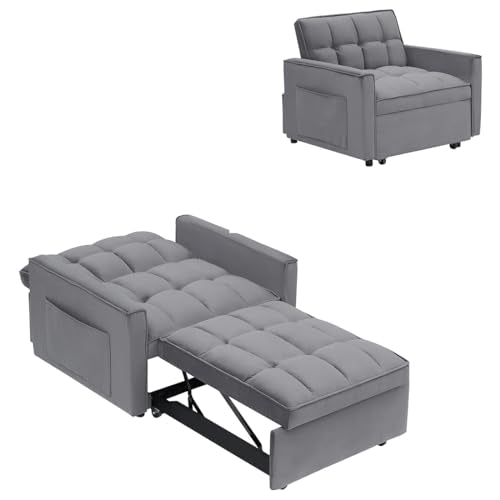 Dark Gray Velvet Convertible Sleeper Chair X6932