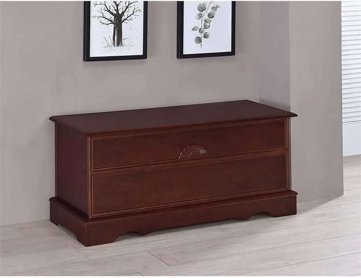 Warm Brown Cedar Lined Wood Storage Blanket Chest Trunk I544