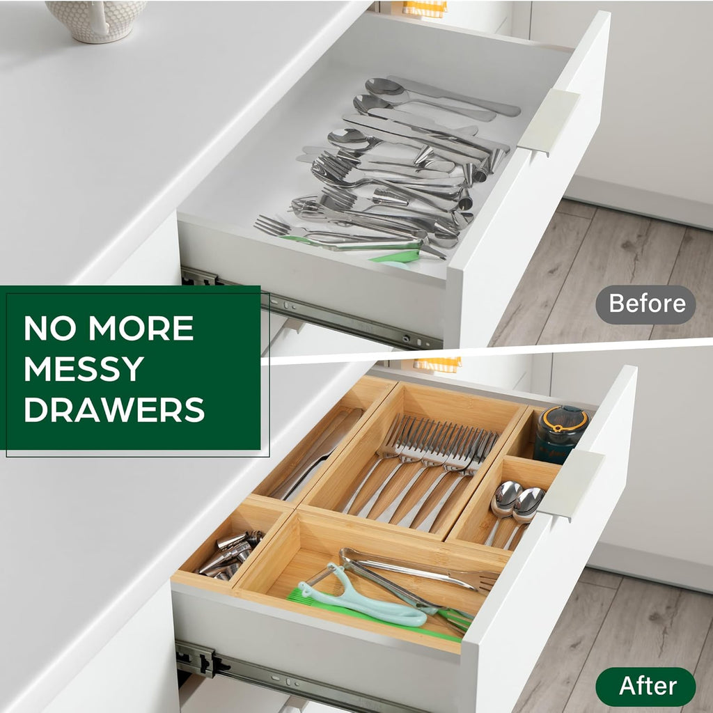 5 Pcs Bamboo Drawer Organizer Set Y1290