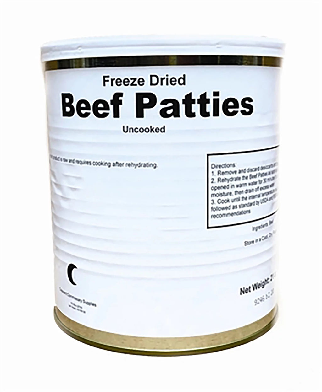 15-16 Thick Patties Freeze Dried Hamburger Ground Beef Patties in a #10 Can Y9861