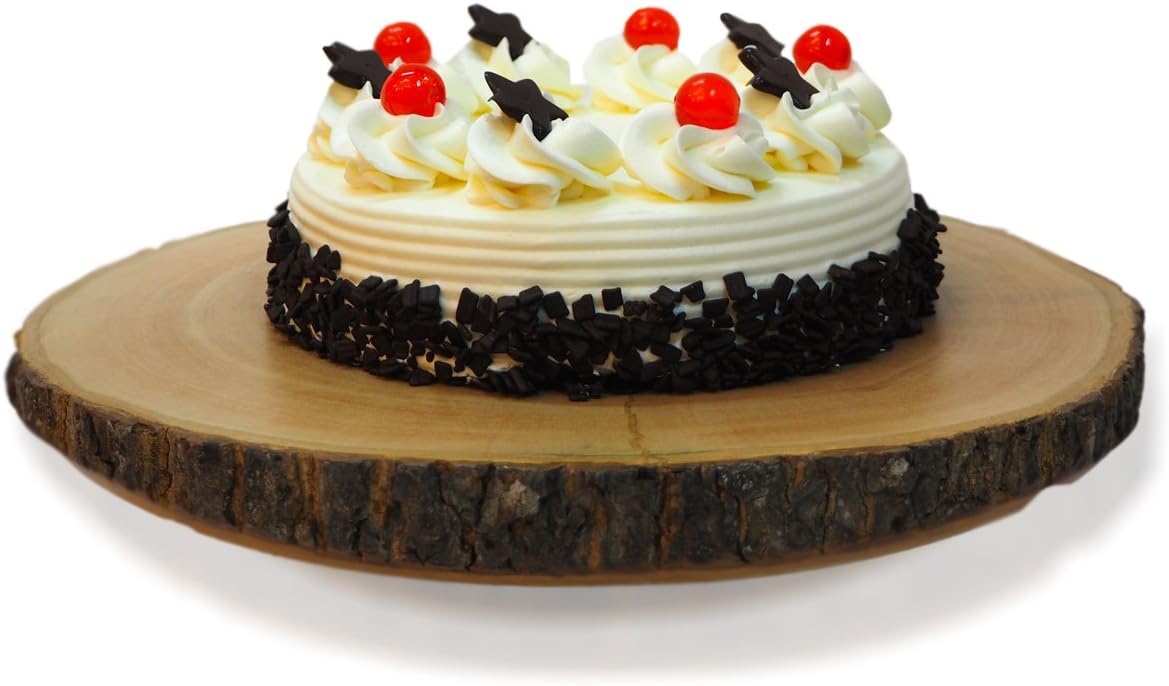 Circular Wood Cake and Pie Stand with Bark E70368