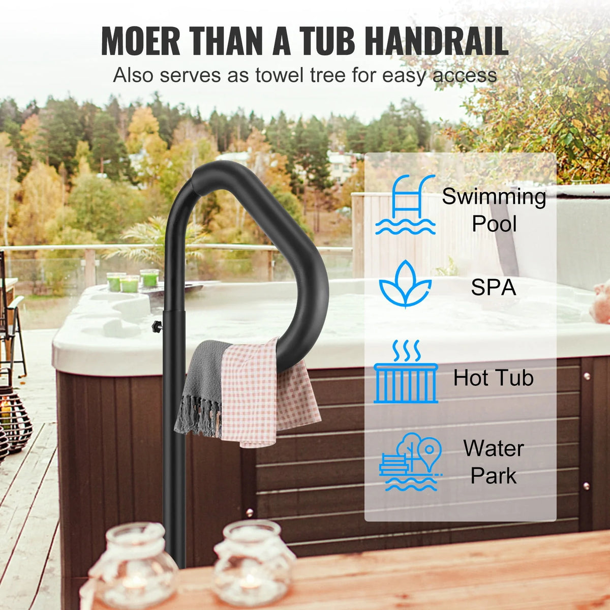 Hot Tub Handrail 360 Rotatable 48-63 Adjustable Height M801827
