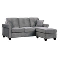 Gray Velvet Sectional Sofa with Reversible Chaise O134