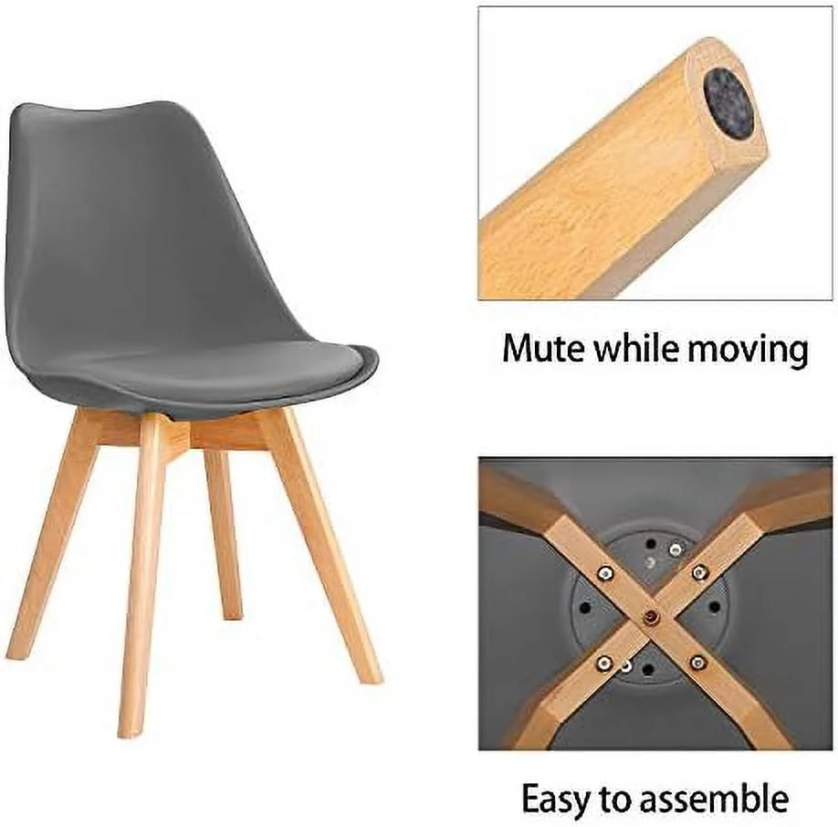 Upholstered Side Dining Chairs with Wood Leg and Soft Padded Cushion W723909