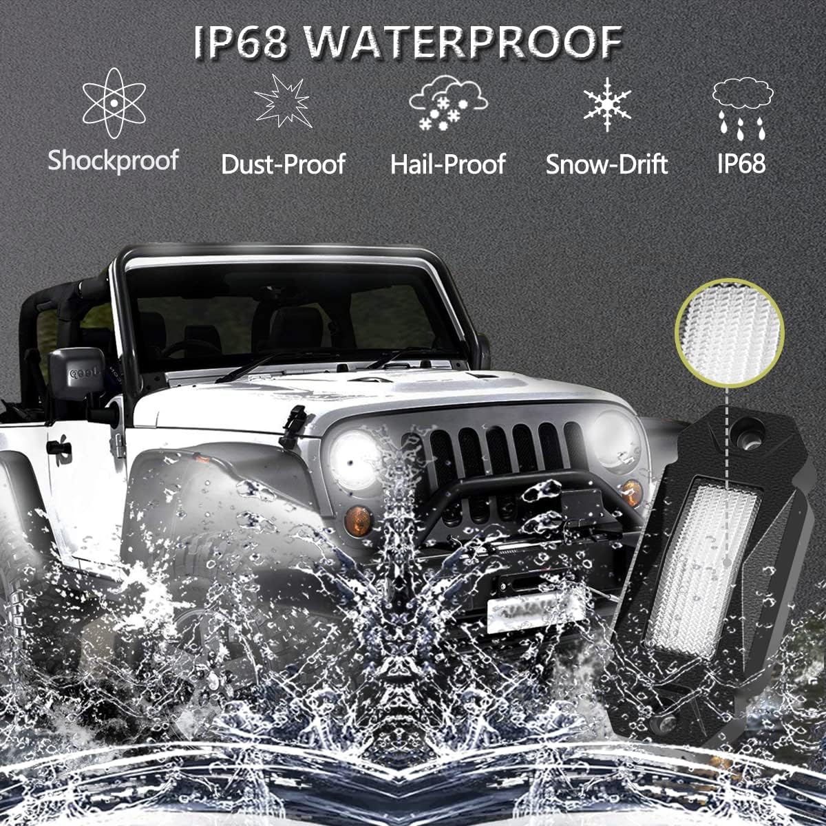 White LED Rock Lights 20PCS Waterproof E415800