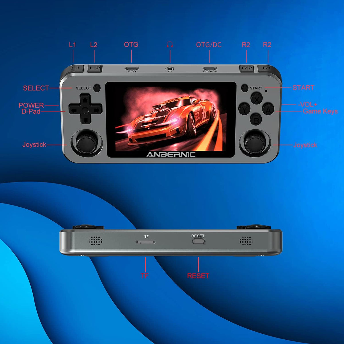 Handheld Game Console with 64G TF Card 3.5 inch IPS Screen R5653