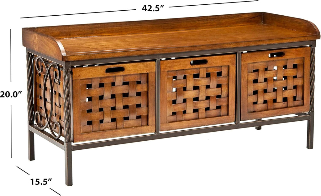 Brown Wooden Storage Bench X668