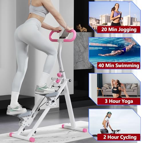 Compact Folding Cardio Climber with Adjustable Handlebar (Blue) N7615