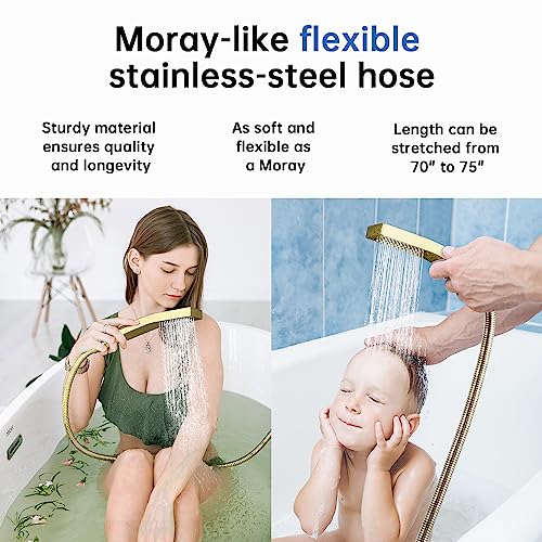 All Metal 12 Inch Rainfall Shower Head with Handheld Spray Combo, 71 Inches Stainless Steel Hose, Oil Rubbed Bronze B77020