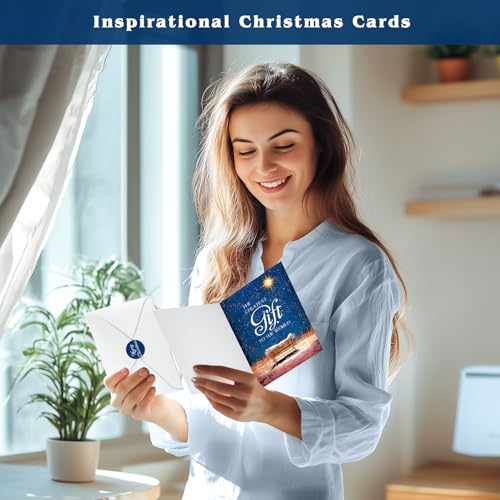Boxed Christmas Cards with Envelopes & Stickers, Pack of 18 P650
