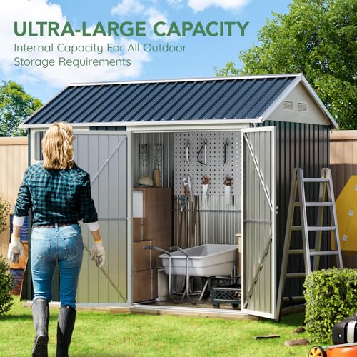 Brown Outdoor Steel Storage Shed O477