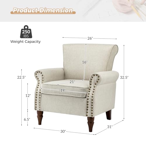 Accent Chairs Set of 2 with Wood Legs & Removable Cushion, RED T416461