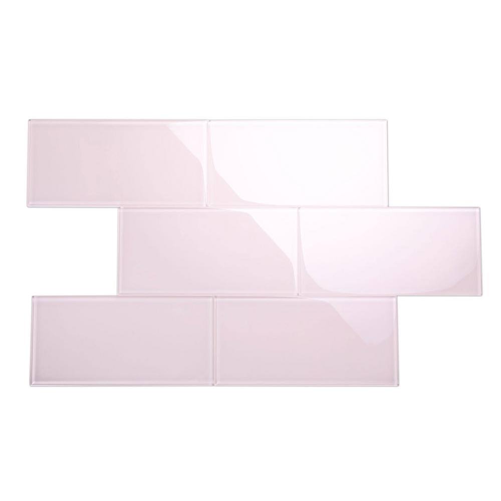 Glass Subway Tile Rose Pale Pink E519945