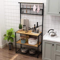 Rustic Brown 4-Tier Baker's Rack with 5 Hooks M200