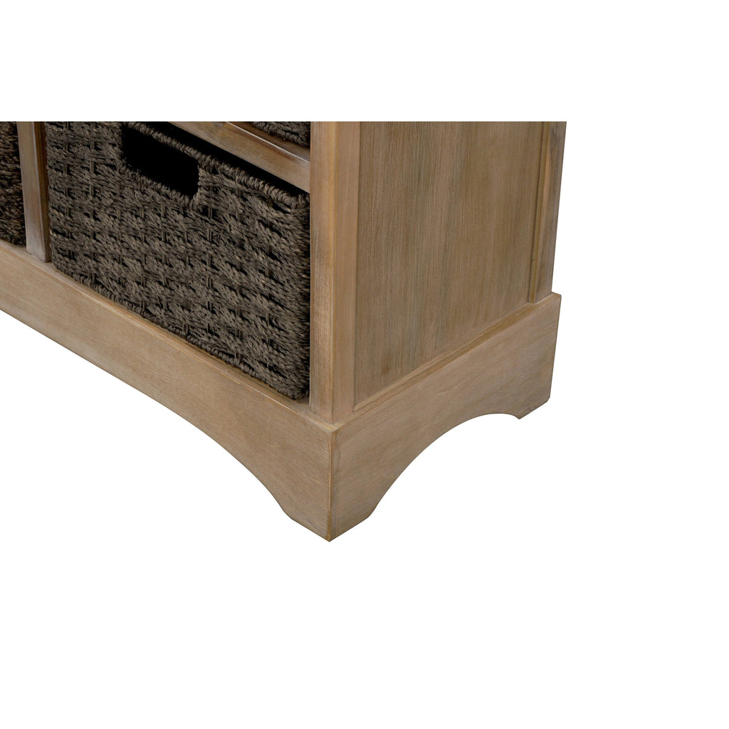 Rustic Storage Cabinet with 2 Drawers and 4 Fabric Basket E5308