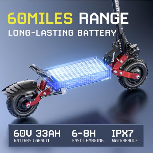 6000W Dual Motor 60V 33AH 11" Tire Foldable Electric Scooter N844682