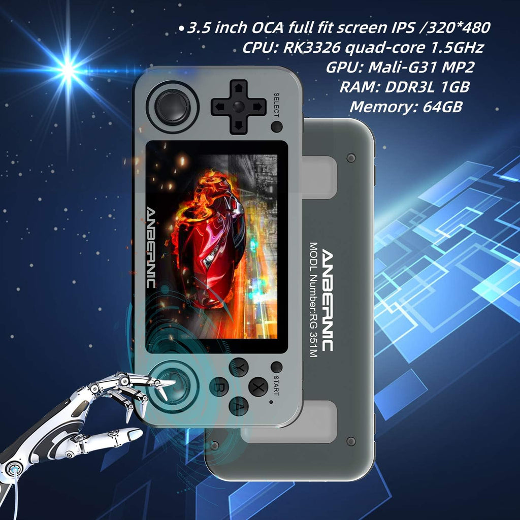 Handheld Game Console with 64G TF Card 3.5 inch IPS Screen R5653