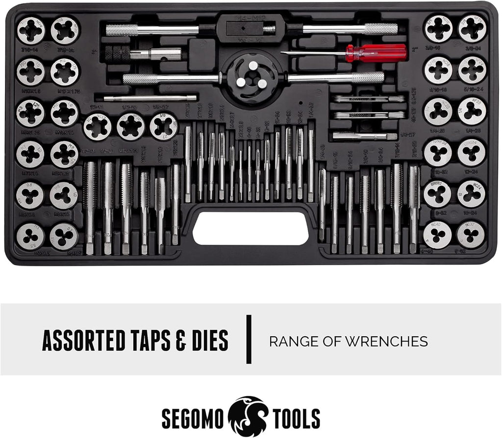 60 Piece Metric & SAE Tap & Die Tool Set with Storage Case L929658