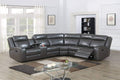 3-Piece Manual Reclining Sectional Sofa Grey Leather Gel PU U1350
