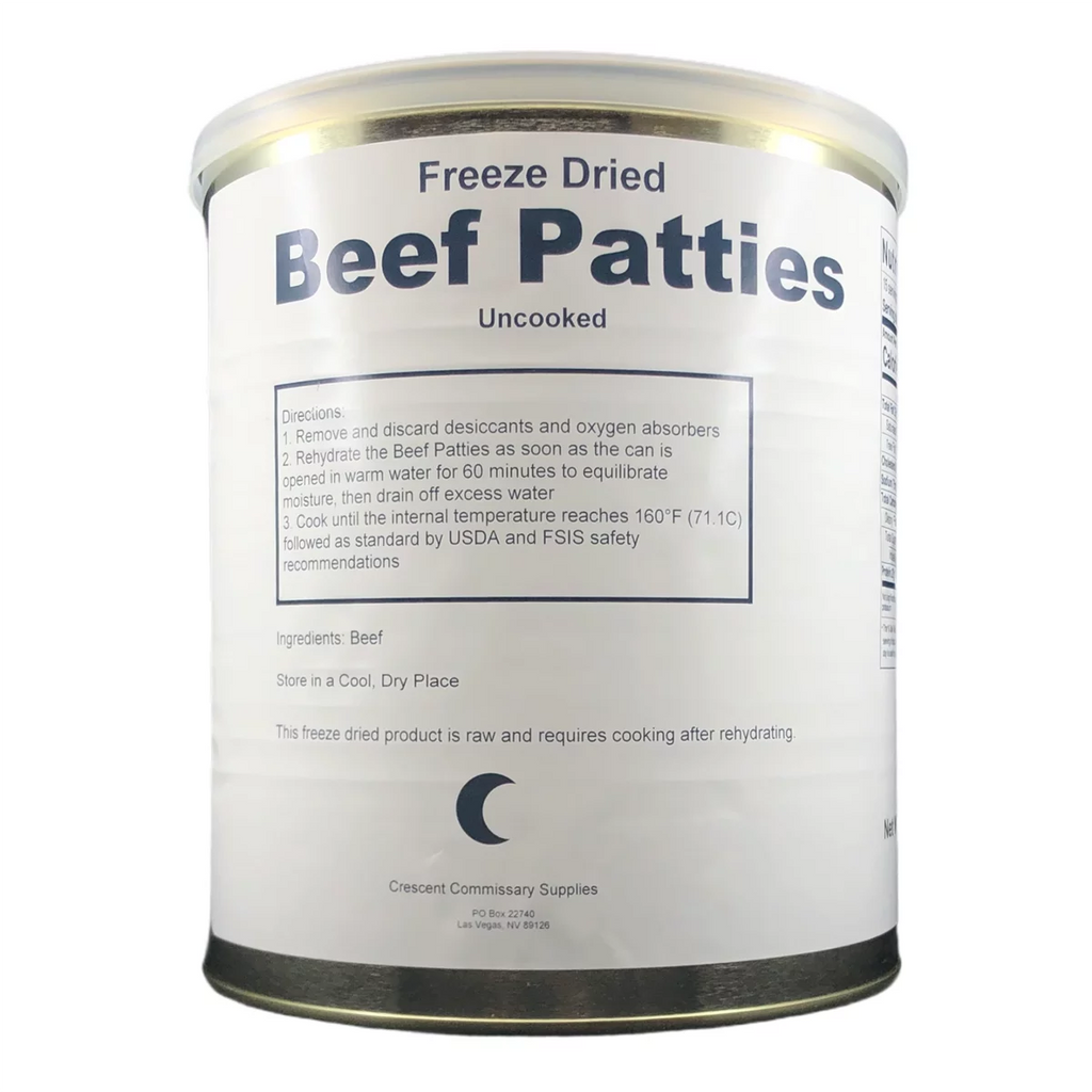 15-16 Thick Patties Freeze Dried Hamburger Ground Beef Patties in a #10 Can Y9861