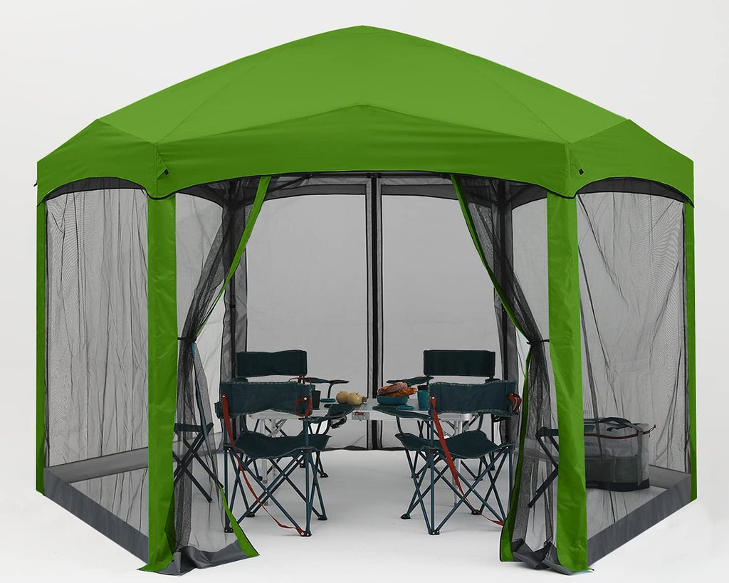 Pop Up 6 Sided Instant Screened Canopy Tent 12x10Ft White W832