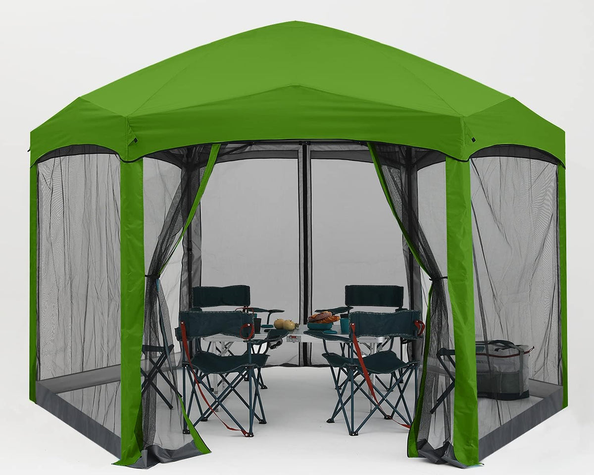 Pop Up 6 Sided Instant Screened Canopy Tent 12x10Ft White W832
