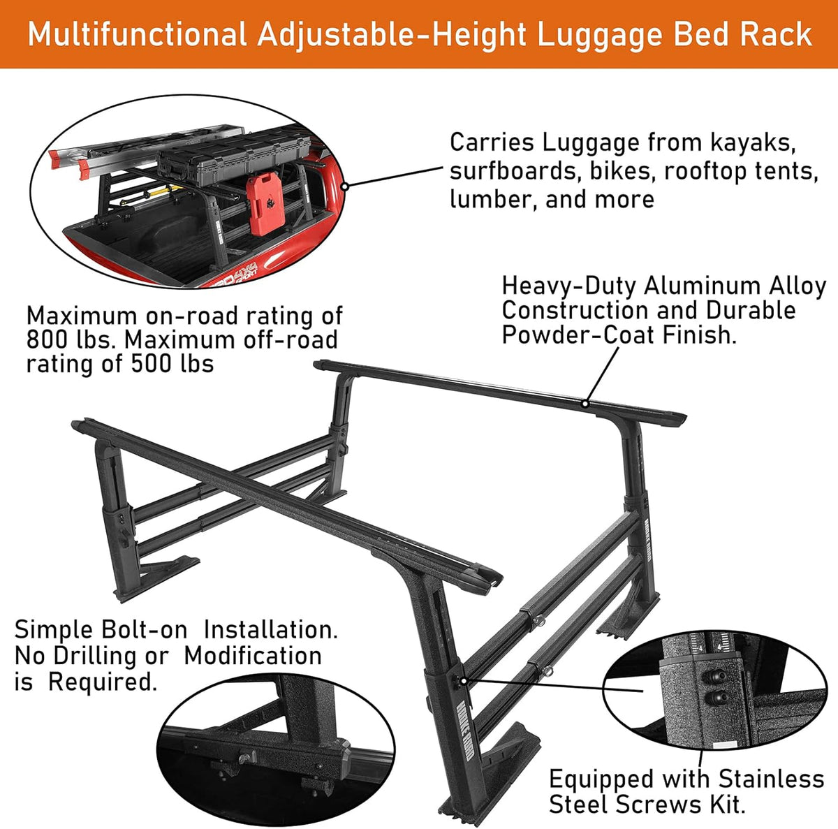 Extendable Aluminum Truck Bed Cargo Rack K40793