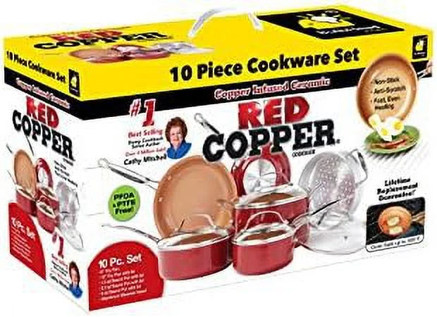 10 pc copper-infused ceramic non-stick cookware set T97745