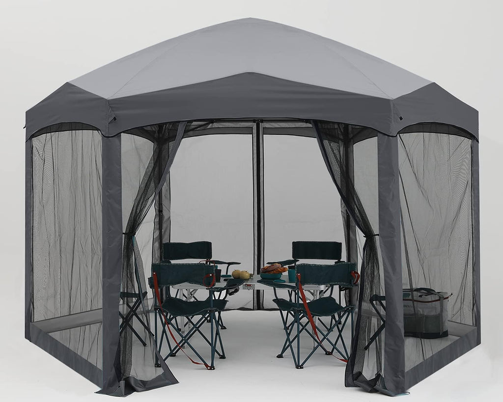 Pop Up 6 Sided Instant Screened Canopy Tent 12x10Ft White W832