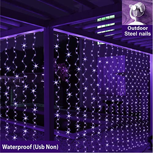 2 Pack 300 LED Curtain Fairy Lights with Remote, Warm White S292388