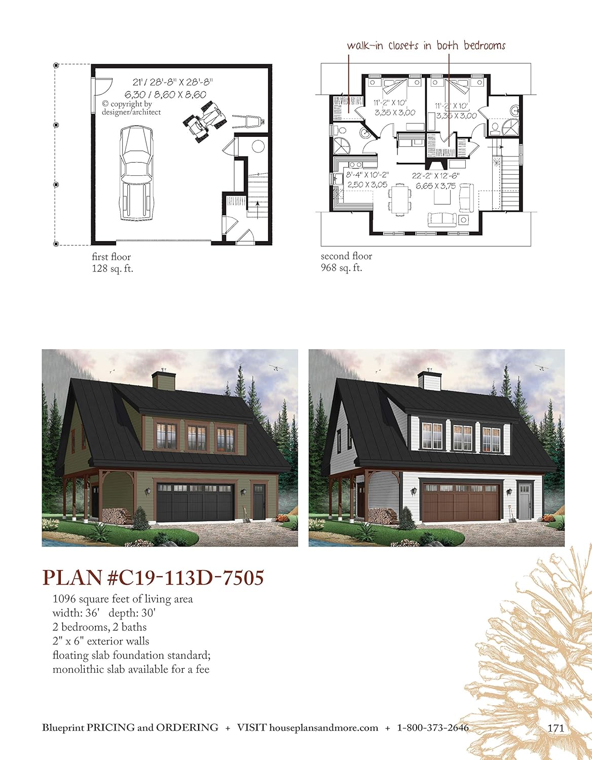 200+ Cottages, Cabins, A-Frames, Vacation Homes, Floor Plan Catalog S84444